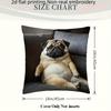 Double Sided Soft Comfortable Throw Pillow Cover With Cute Fat Pug Design For Living Room And Bedroom Decoration