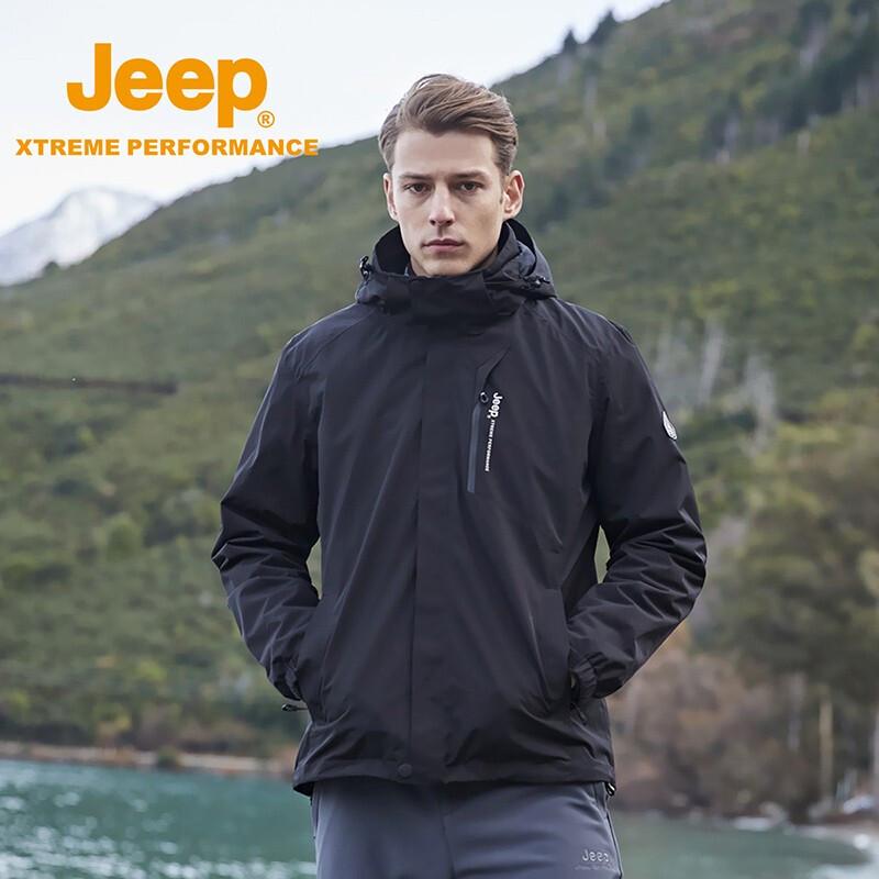 

Jeep Men s 3-in-1 Fleece Hooded Outdoor Jacket L