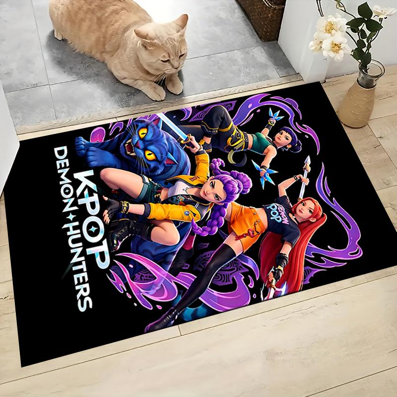 Kpop Demon Hunters Carpet Rug Soft Washable Antislip Home Living Room Sofa Mats Personalized Christmas Rug