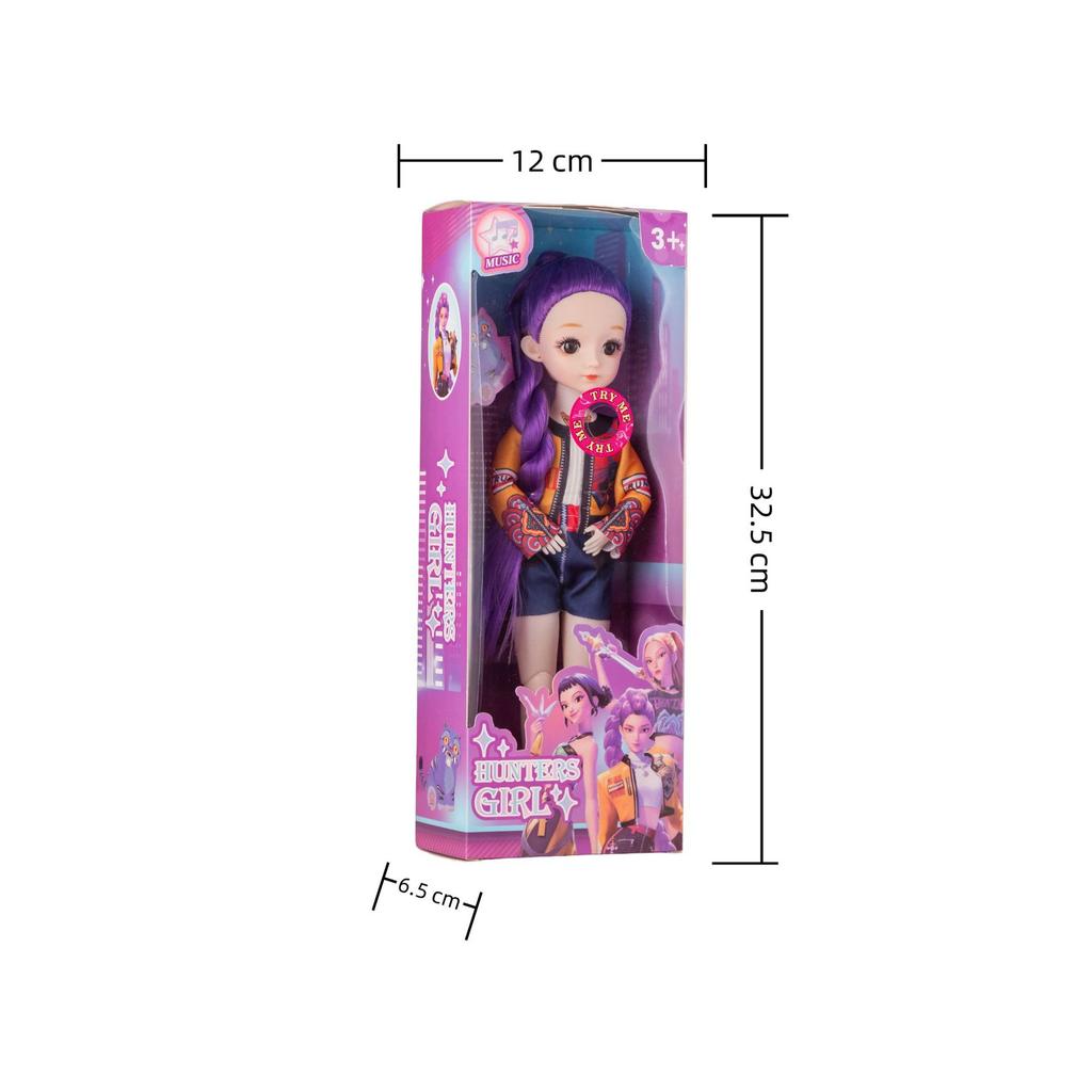 K-POP Devil Hunter Girl 12-inch Articulated Vinyl Figure with Sound and LED Lighting, Children's Poseable Action Toy