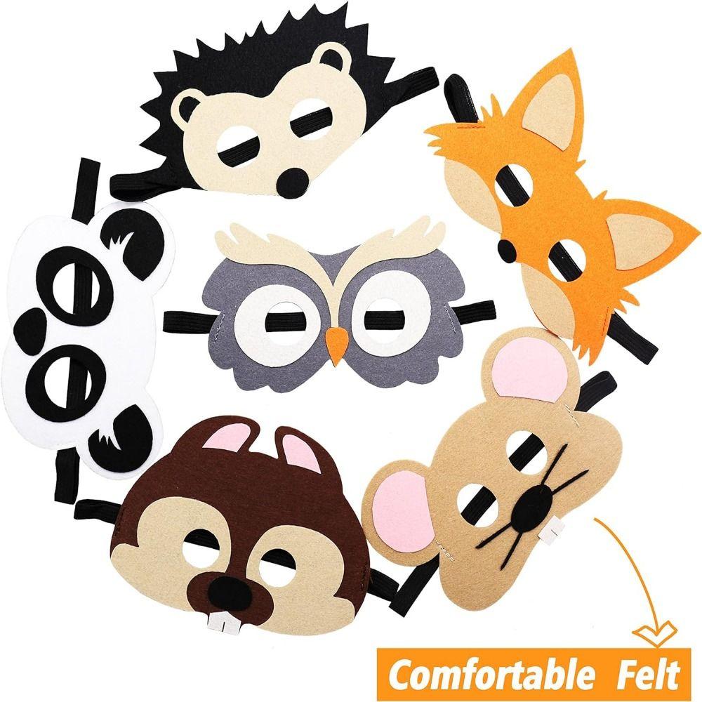 10/12pcs Cute Animal Jungle Animal Felt Mask Cartoon Forest Animal Masks Ress-Up Party Accessory