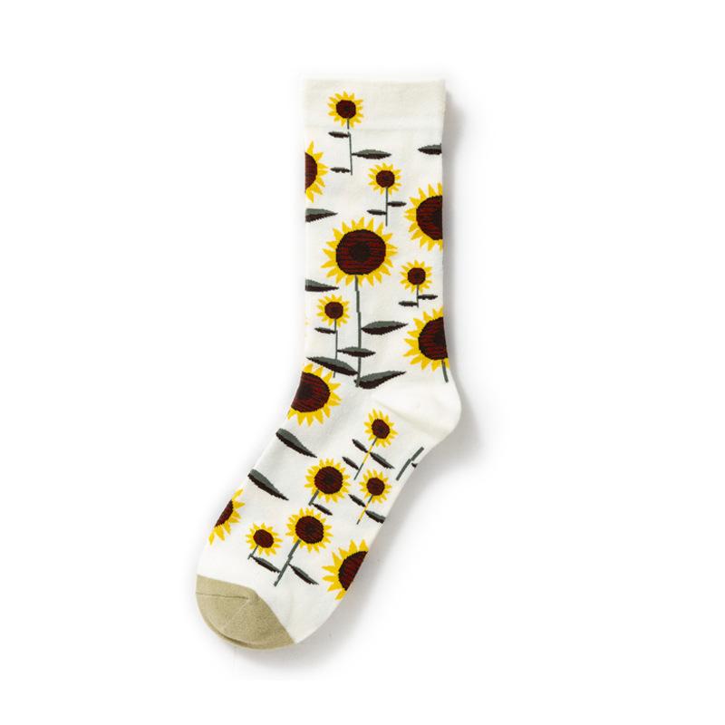 

Women s Mid-Calf Socks with Artistic Sunflower Print Soft Comfortable Cotton Blend Fabric Suitable for Daily Wear and Casual Outfits