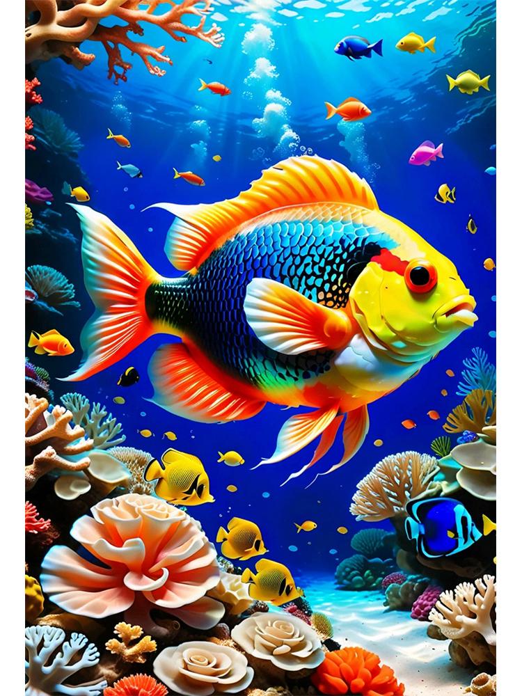 

5DDIY Алмазная картина, красочная золотая рыбка, картина, алмазная вышивка, мозаика с животными, вышивка крестом, украшение для дома, подарок Full Round 20x30CM