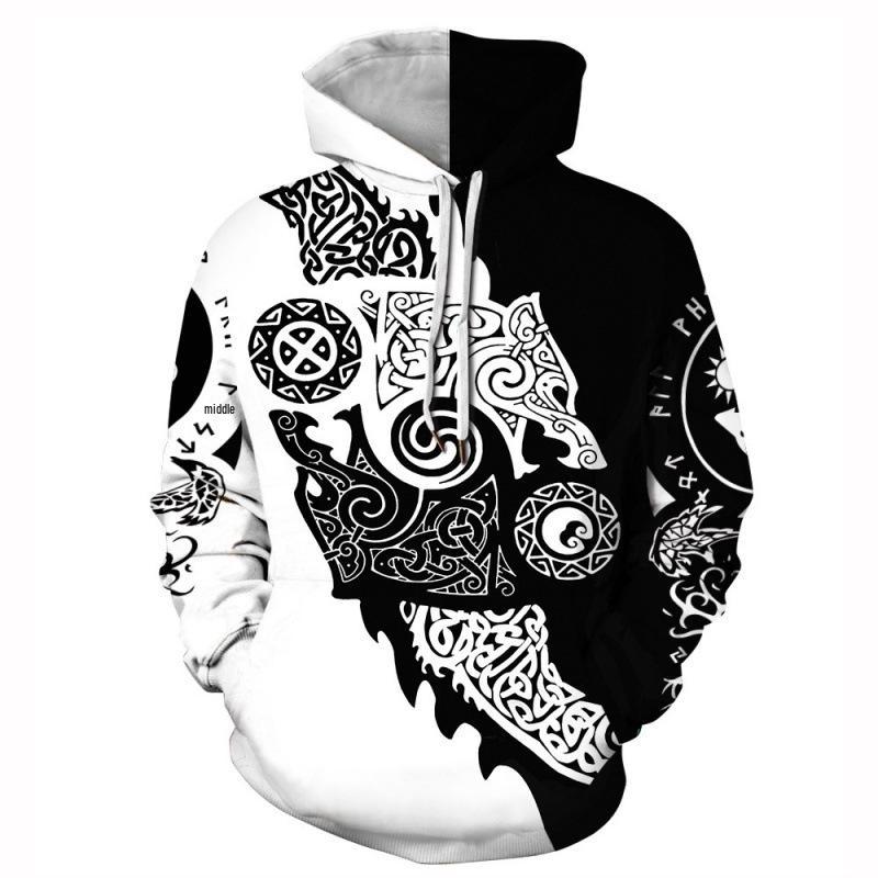 Wikinger-Krieger 3D-Druck Hoodie: Herren Trendiger Pullover Sweatshirt 2025 Edition