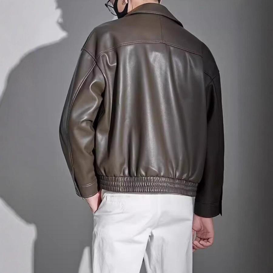 Giacca Casual alla Moda da Uomo in Ecopelle PU con Revers - Stile Primavera/Autunno
