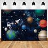 Happy Birthday Party Decor  Outer Space Photography Background Custom Astronaut Rocket Galaxy Planet Photo Kids Gift Baby Shower
