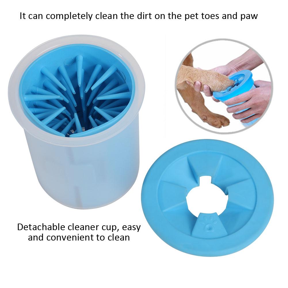 Soft Gentle Silicone Solid Color Pet Dog Paw Cleaner Cup Foot Washer Tool (Blue)