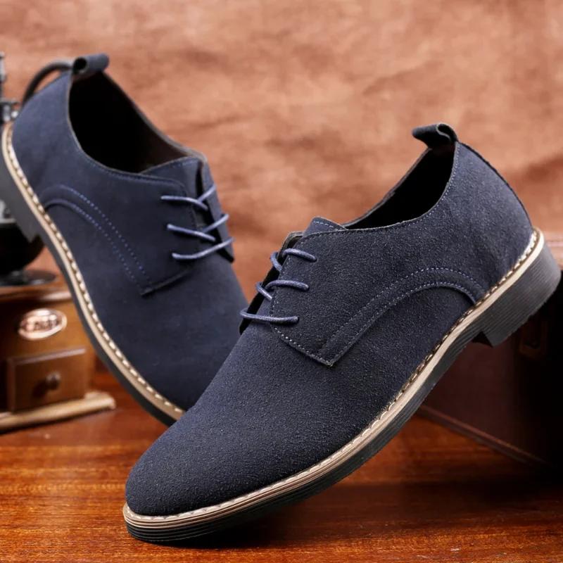 Fashion Men's Dress Shoes Plus Size Mens Oxford Shoes Suede Mens Casual Shoes Lace-ups Flats Comfortable Versatile Zapatos Para Hombres