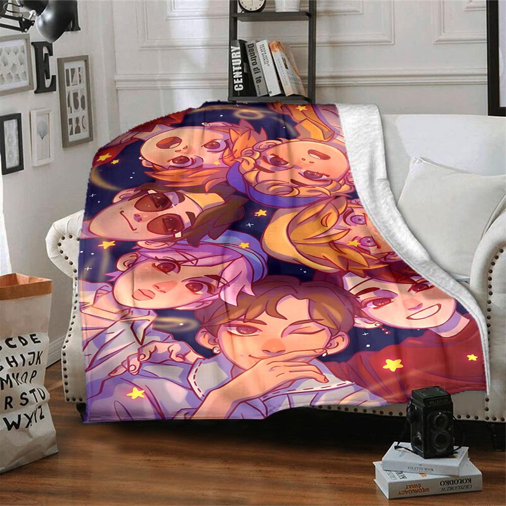 1pc , K Pop Flannel Blanket [Cozy Throw Blanket] For Sofa, Bed, Travel, Camping, Livingroom, Office, Couch, Chair, And Bed