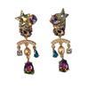 Vintage Earrings BJ Leopard Head Colorful Treasure Fashion Niche Design Retro Tassel Dopamine