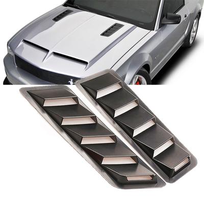 2pcs Universal Hood Vents Louver Air Cooling Spoiler For Mustang Flow Intake Hood Self-Adhesive Louver Cooling Panel Black