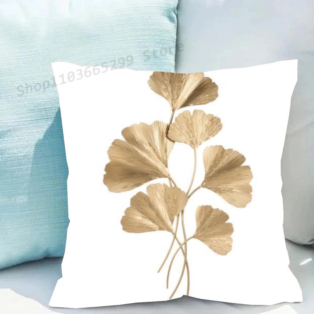 1pc Ginkgo Leaf Pillow Case Square Bedroom Sofa Leisure Comfort Cushion Car Living Room Home Decoration