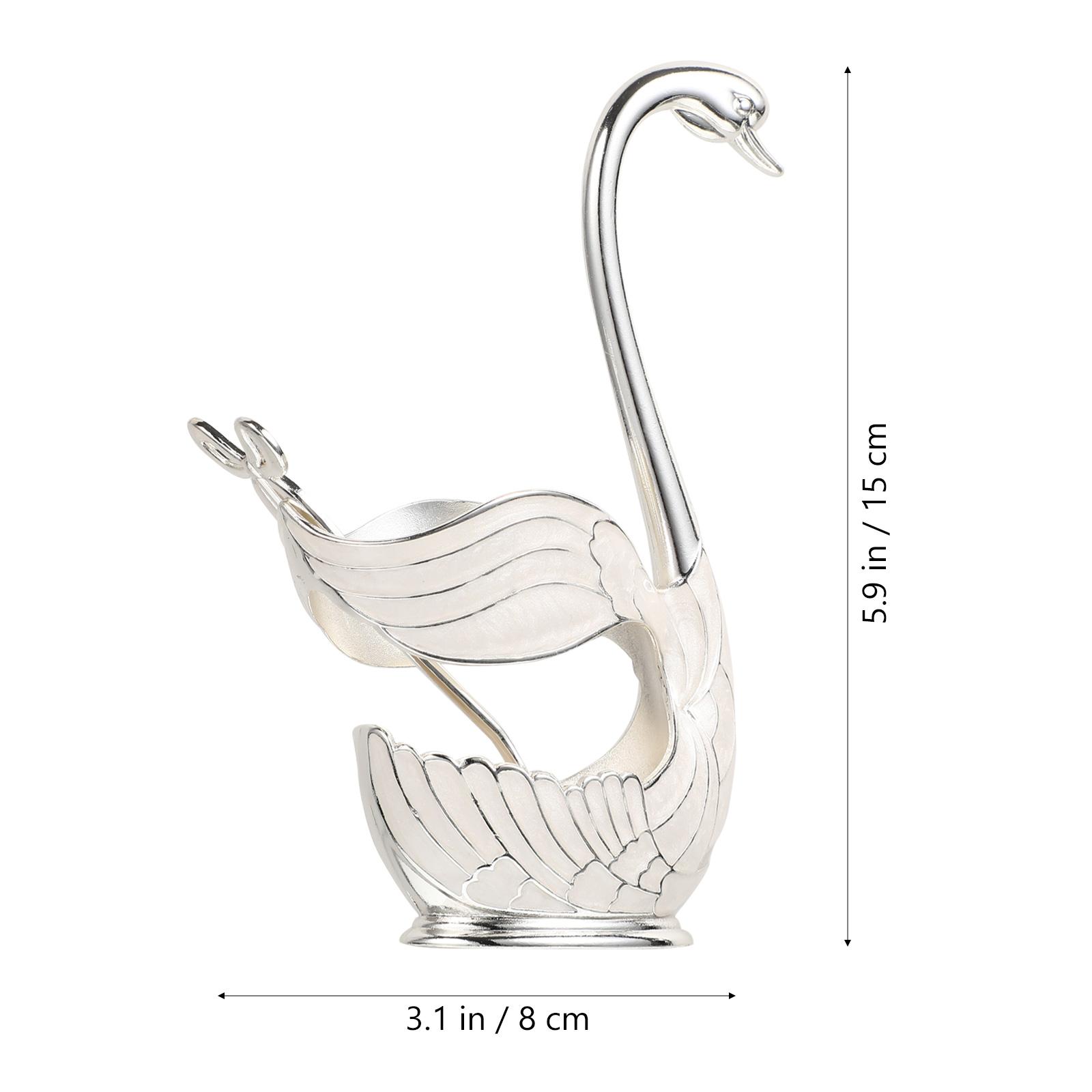 1 set Fruit Spoon Set Household Dessert Cake Spoon Premium Zinc Alloy Kitchen Coffee Stirring Serving Tool With Holder серебряный