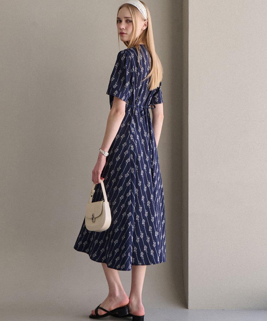LUSIDA Drawing Pattern Dress - Navy