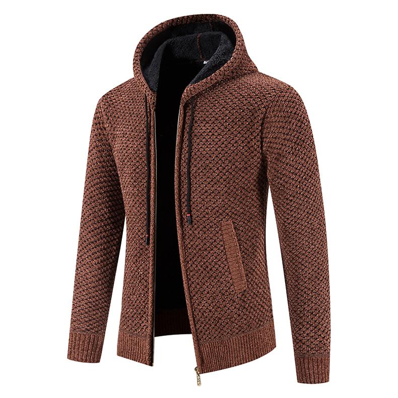 High Quality Winter Men Cardigan Sweater Thick Warm Hooded Casual Sweatercoat Mens Solid Zipper Knitted Cardigan Sweaters Men