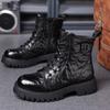 Winter First Layer Sheepskin Martin Boots Men's High-top Cotton Shoes Genuine Leather Men's Locomotive Boots Velvet Warm Trend Men's Shoes