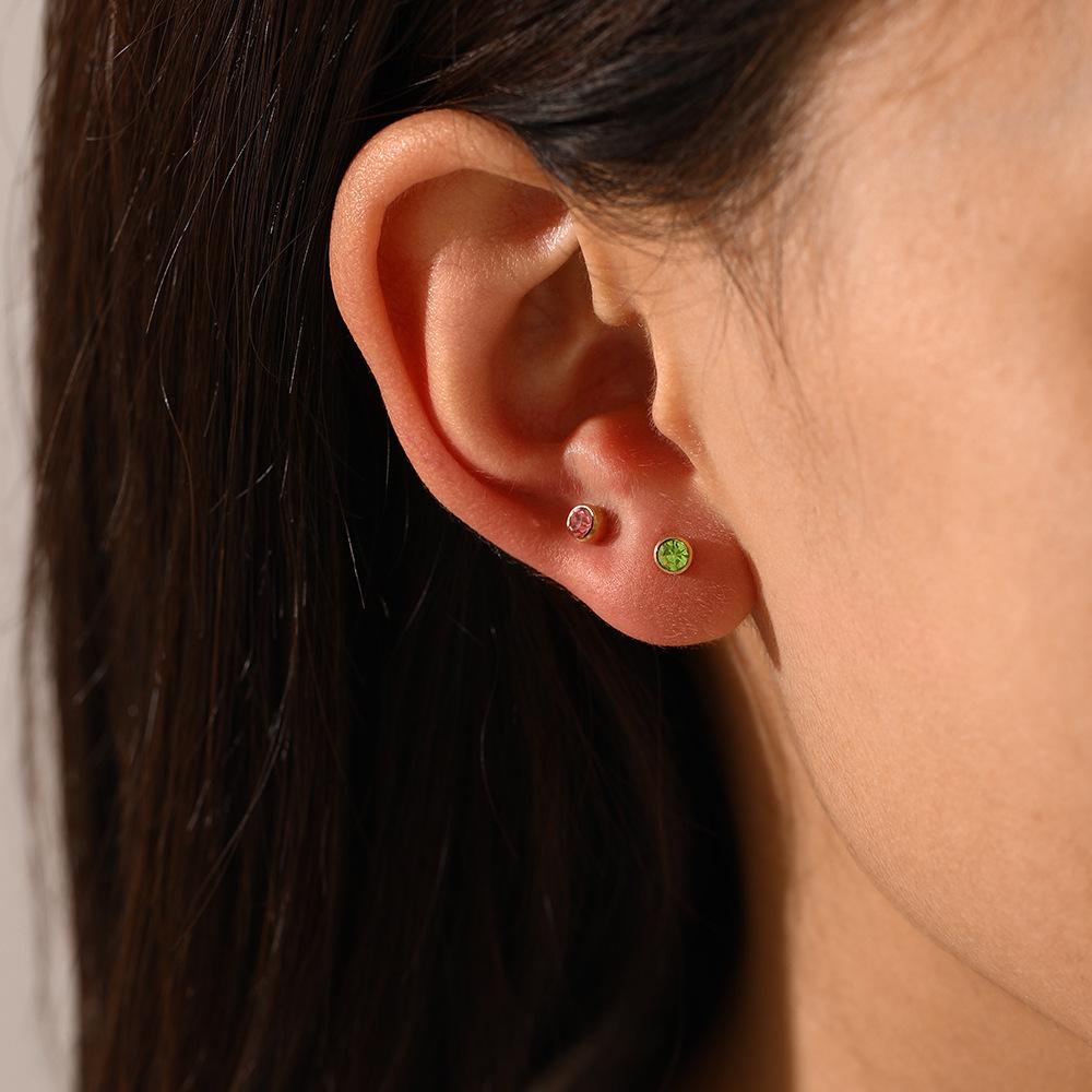 Simple Crystal Stud Earrings Fashion Women December Birthstone Colorful Diamond Earrings for Girls Gift