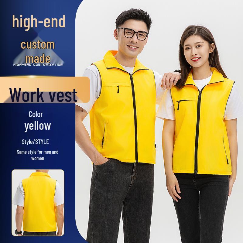 Custom Logo Multi-Pocket Durable Vest for Supermarket, Decoration, and Volunteer Workwear