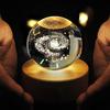 Galaxy 3D Crystal Ball Night Light with Wooden Base LED USB Table Lamp for Kids, Teens, and Home Decor