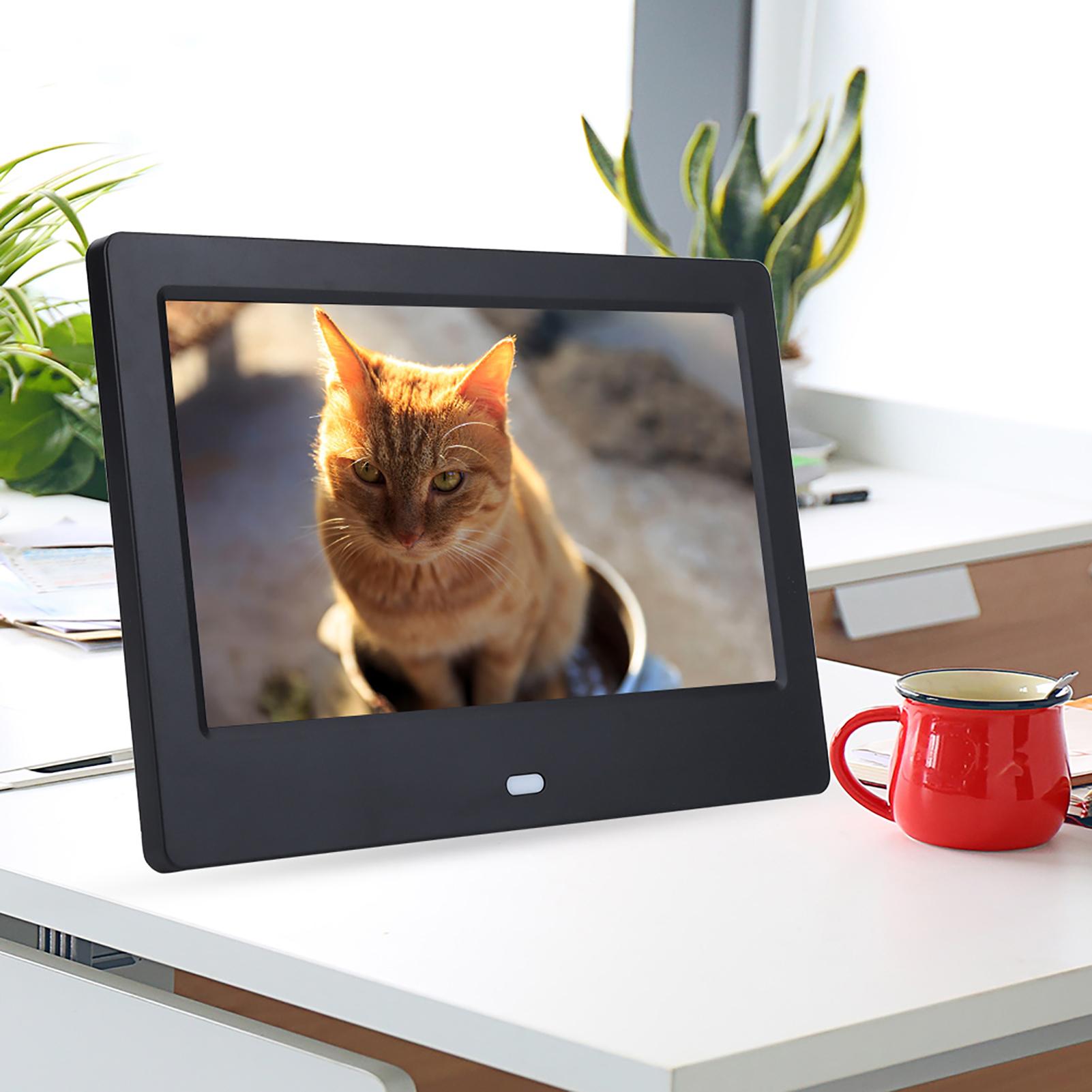 

7-дюймовый HD экран цифровая фоторамка будильник музыкальный видеоплеер (черный ) EU Plug чёрный