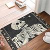 Gothic Skeleton Carpet Mat Skull Red Roses Rug Welcome Text Black Non-Slip Home Decoration Halloween Floor Mats Kitchen Mat