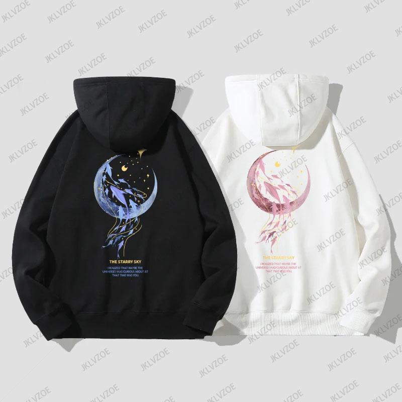 2024 New Korea Spring Autumn Women's  Hoodie Whale Print Designer Long Sleeved Sports Sweater Hoodie Unisex Oversized Clothes