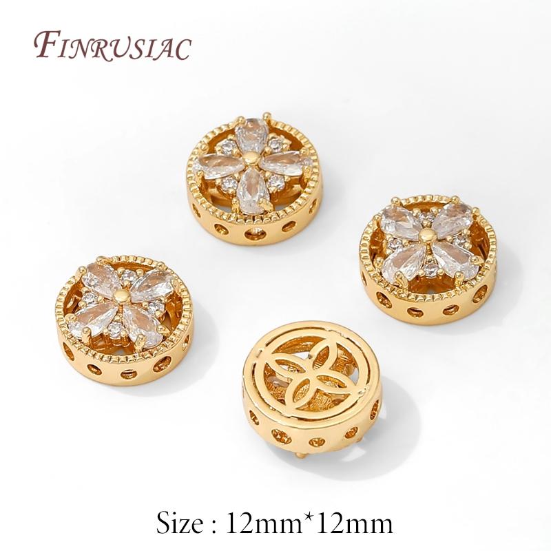 

Multiple Types 18K Gold Plated Zircon Heart Beads Round Spacer Beads For Jewelry,Metal Separator Beads,Accessories For Bracelets 2 pieces