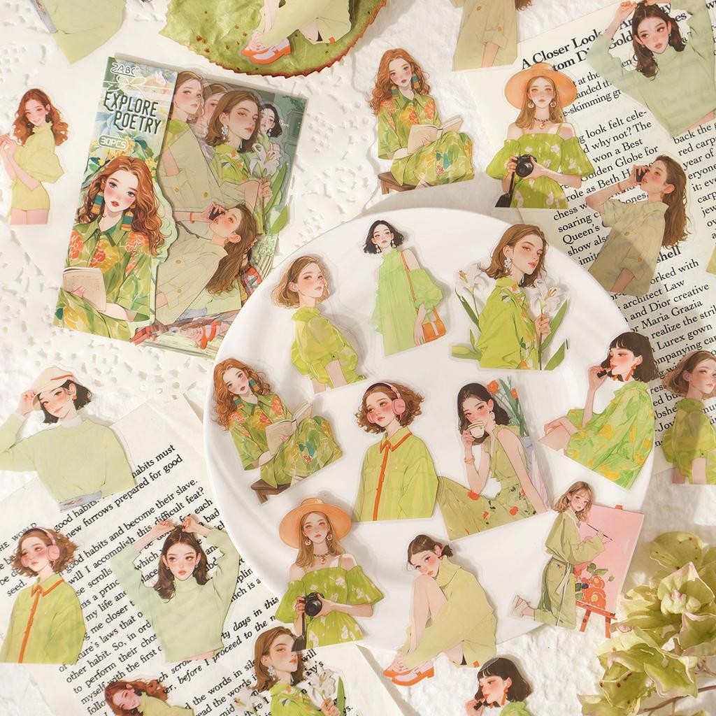 ZABC Life Fragments Character Sticker Pack - 6 Styles for Journals & Decoration