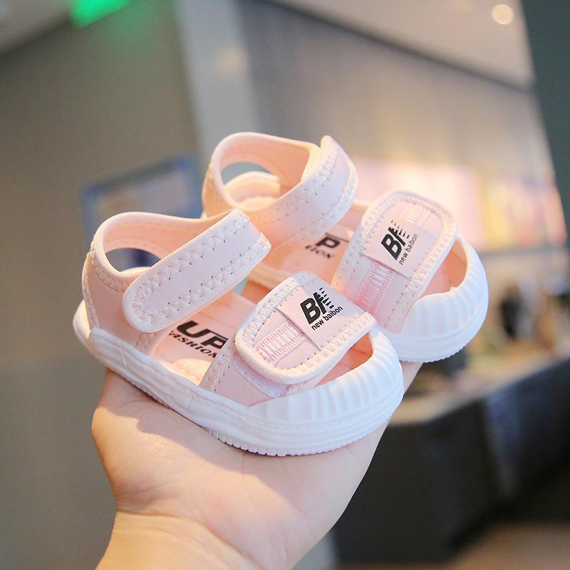 

0-1-3 year old baby toddler sandals Korean version baby shoes soft sole baby shoes bag head beach shoes 20 розовый