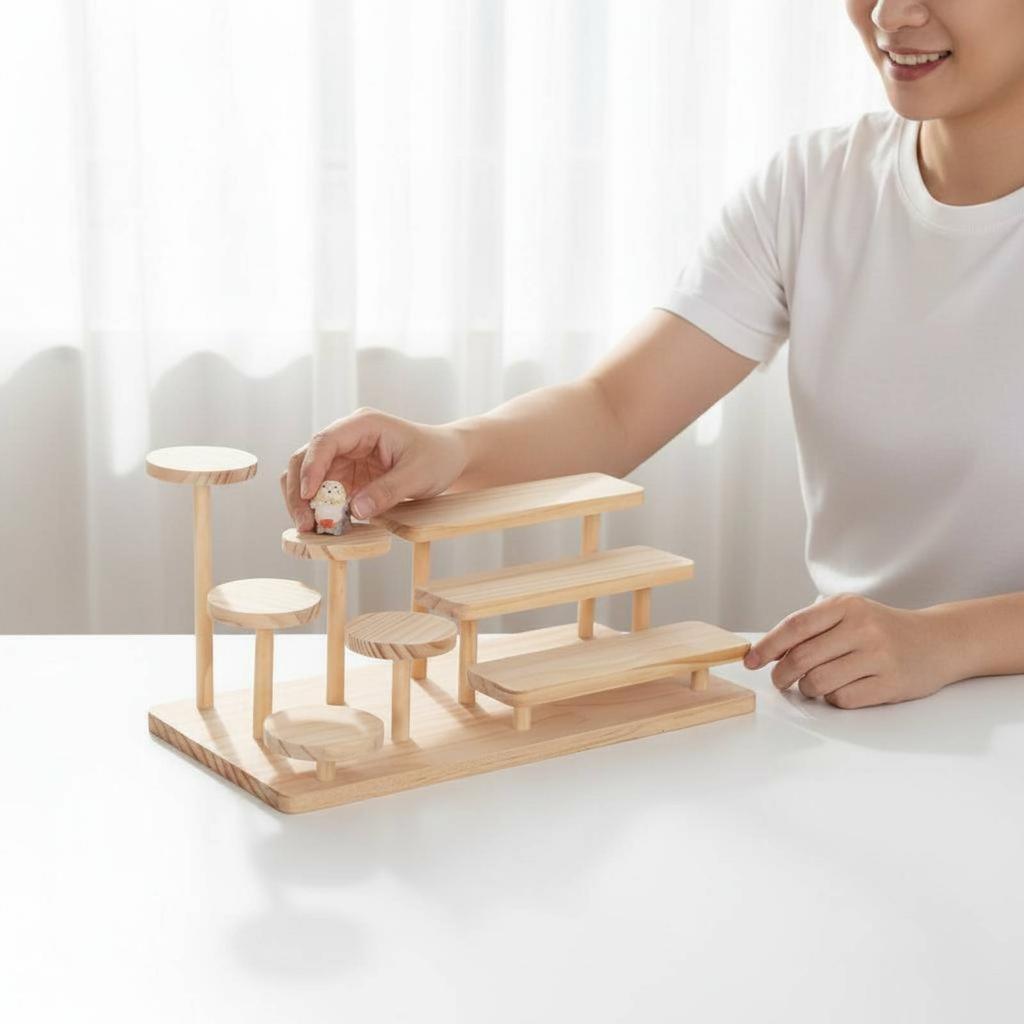 Wooden Display Rack Desktop Size Multi Level Shelf Wooden Riser Shelf Space Saving Home Storage Easy to Organize