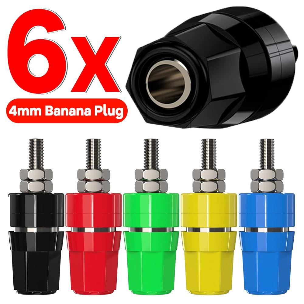 1-6PCS 4MM Banana Socket Insulated Binding Post Nut Banana Plug Jack Terminal Connector for Audio Amplifier Speaker Power Supply