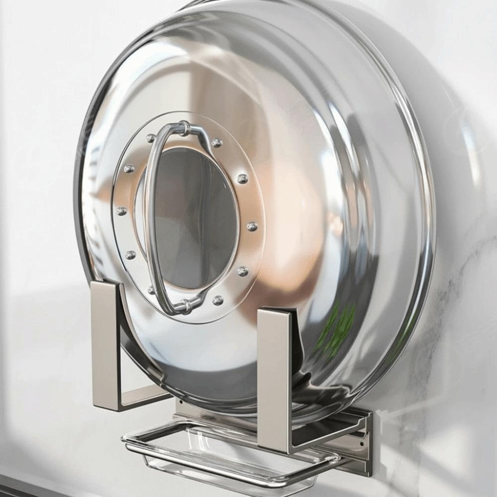 Wall Mounted Pot Lid Rack No-Drill Kitchen Storage Rack Cutting Board Holder  Balcony Storage серый