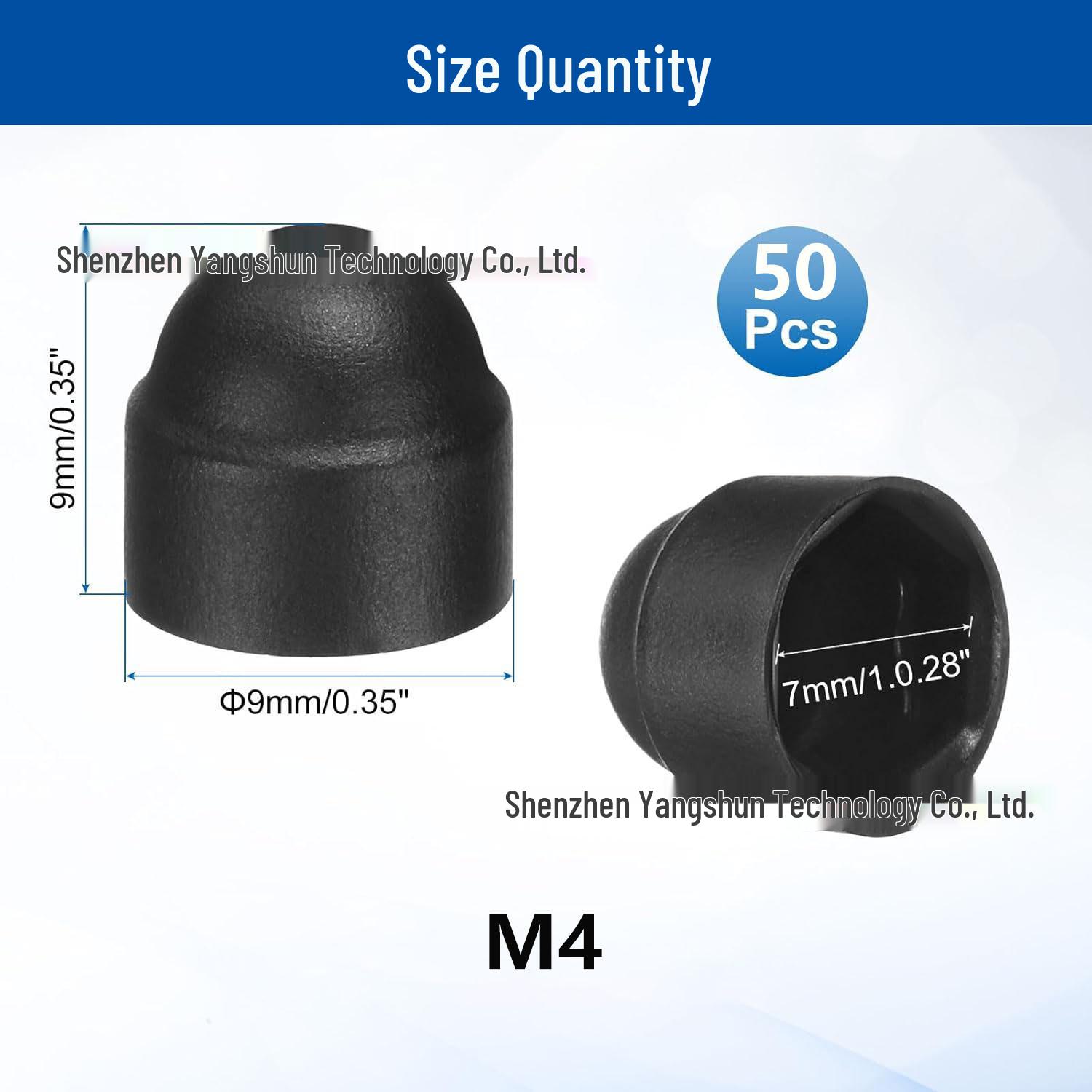 

50pcs Black Nylon Hex Socket Head Bolt Caps, Dustproof, M4-M12 Dome Covers