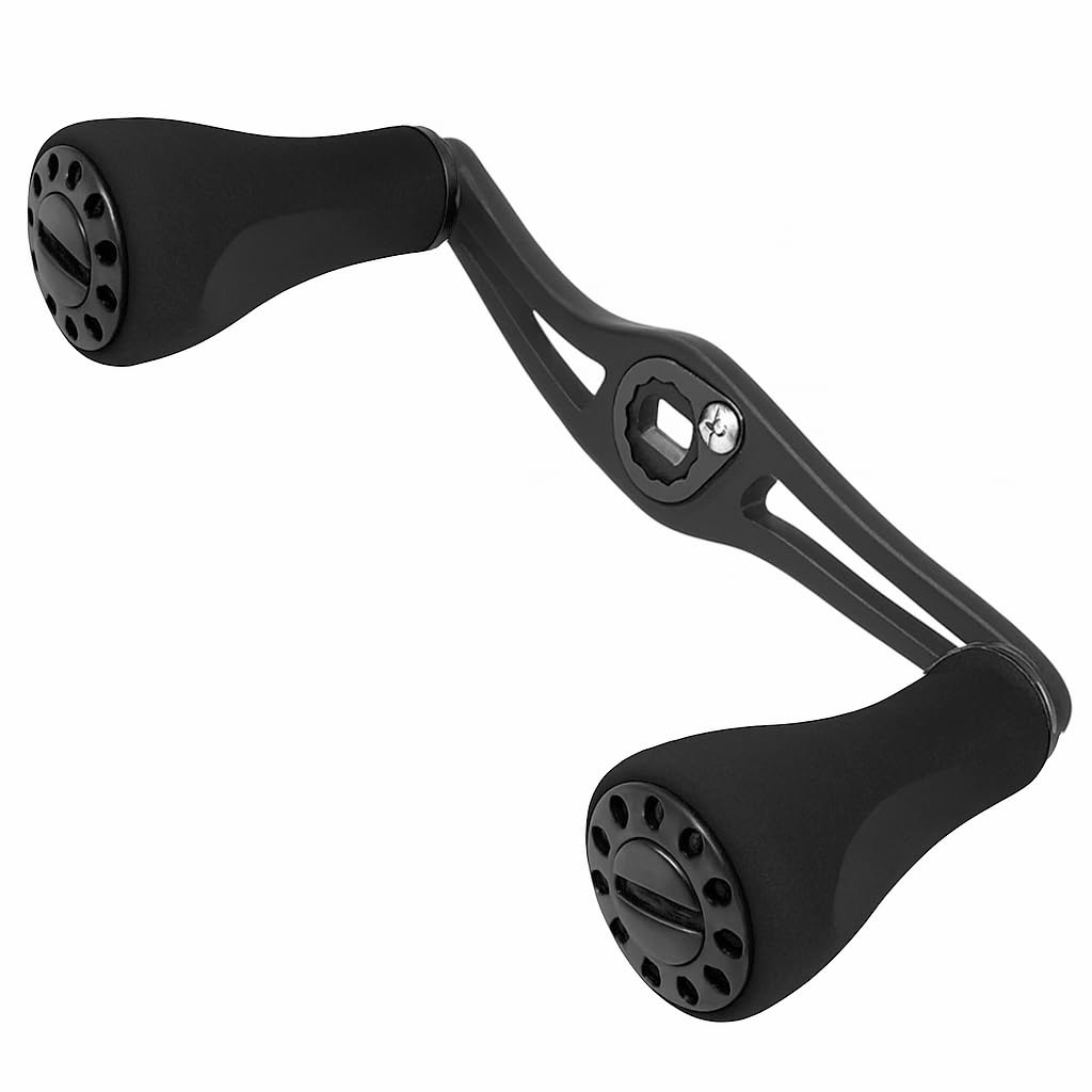 VISPREA Reel Parts Baitcasting Reel Handle EVA Knob Aluminum Alloy 120mm Length 110mm Axle Distance Crank Custom Part Replacement Yu429 (Black)