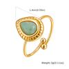 Vnox Dainty Water Droplets Opal Rings For Women Stainless Steel Colored Stone Aesthetic Open Rings Waterproof Finger Jewelry
