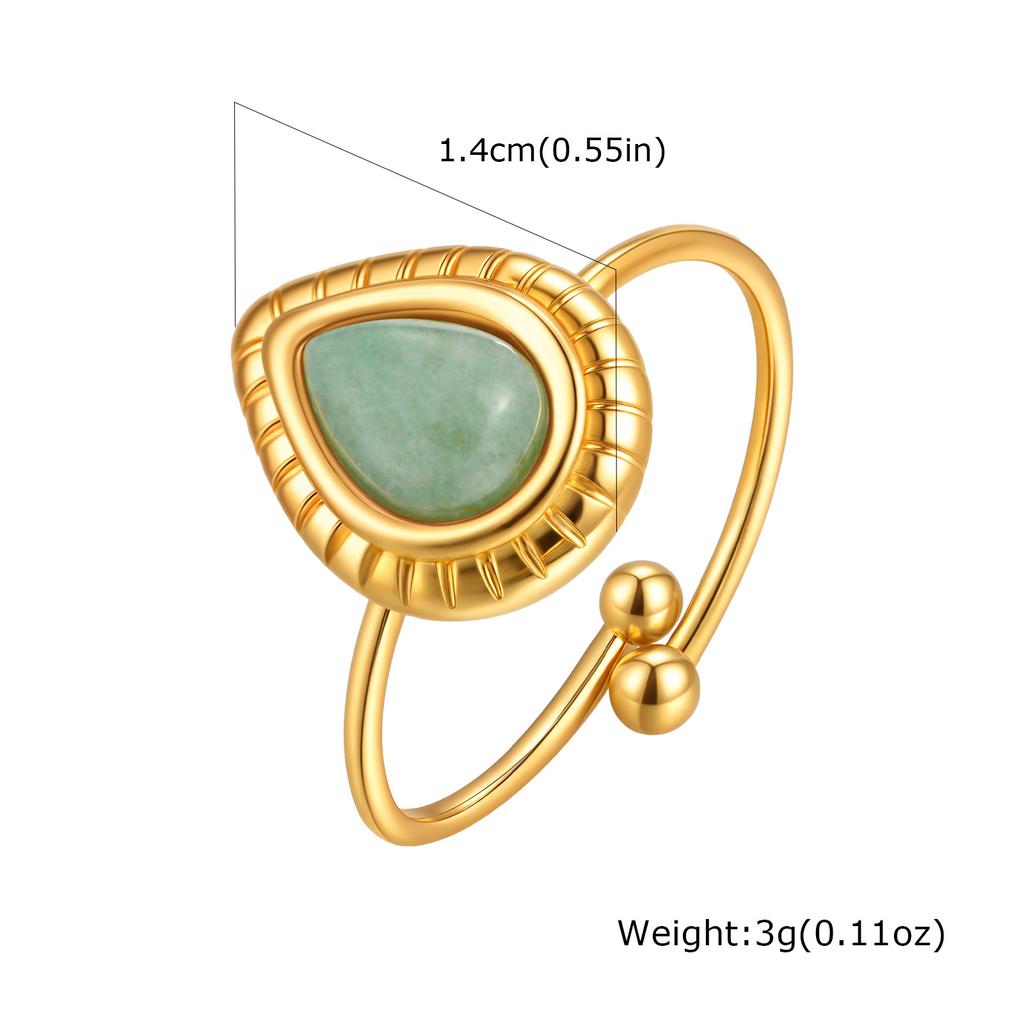 Vnox Dainty Water Droplets Opal Rings For Women Stainless Steel Colored Stone Aesthetic Open Rings Waterproof Finger Jewelry