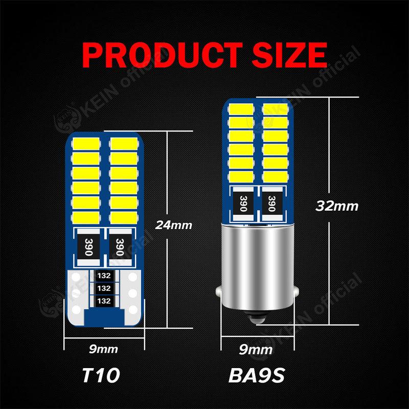 KEIN 2PCS 12V 24V T10 Festoon BA9S W5W C5W C10W 5W5 T4W 28mm 31mm 36mm 39mm 41mm Truck Car Light Interior Led Bulb Signal Lamp BA9S T4W зелёный