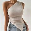 Spring and Summer New Shoulder Asymmetrical Knitted Sleeveless Top T-shirt Vest