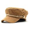 New Spring And Autumn Solid Color Corduroy Octagonal Hat Female Versatile Artistic Painter Hat Retro Peaked Hat Beret
