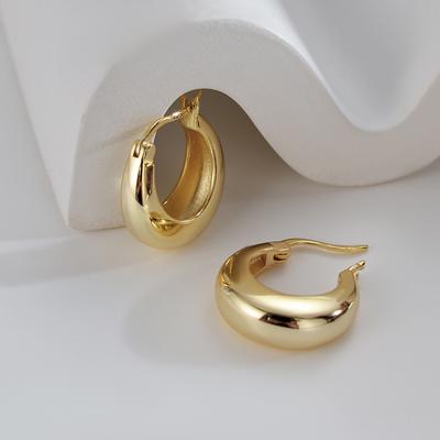 925 Silver Chunky Hoop Earrings for Women Geometric Circle Punk Ear Jewelry Party Gifts New