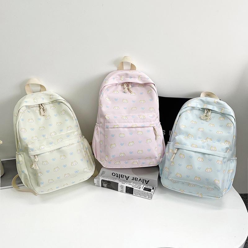 Cartoon Cute Small Fresh Backpack Simple Printing Casual Student Schoolbag Large Capacity Travel Tide Backpack