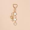 Fashion Hollow Love Heart Key Chain Handmade Pearl Key Ring Pendants for Women Girls Handbag Decora Accessory DIY Jewelry Gift