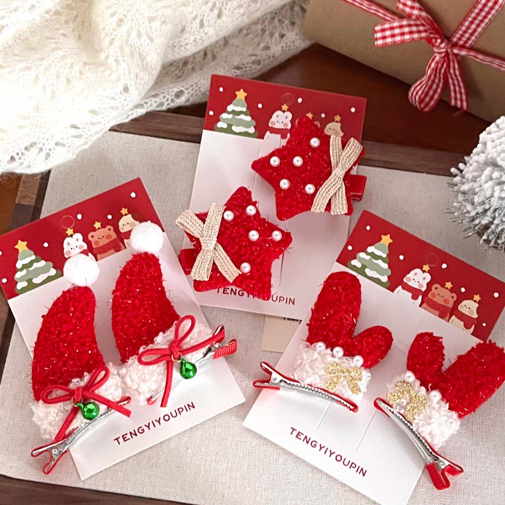 

Merry Christmas Decor Plush Xmas Barrettes Christmas Hair Clip Women Girls StyleC