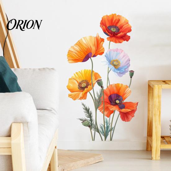 Weather Resistant Floral Window Decals 2Pcs Watercolor Flower Wall Stickers, PVC Waterproof Decals, Peel And Stick Indoor Outdoor Stickers Art Decor,