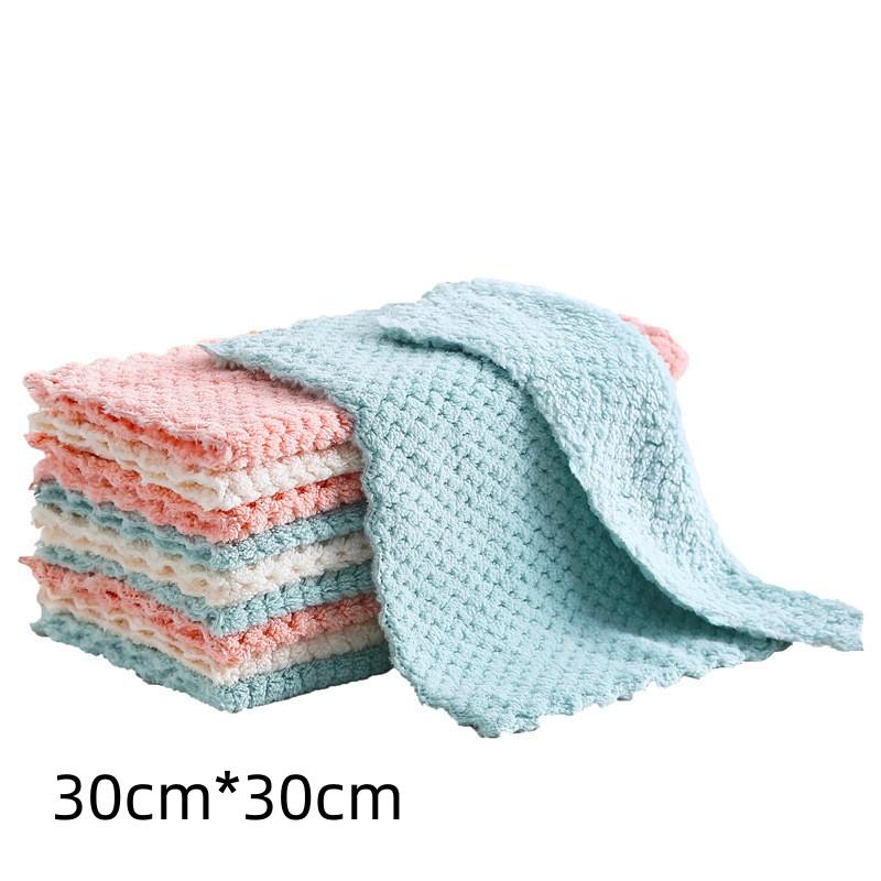 

12 шт. двухслойная впитывающая ткань из микрофибры для кухонной посуды с антипригарным маслом, бытовая чистящая ткань, протирочное полотенце, домашний кухонный инструмент, тряпки для пыли 6Pcs