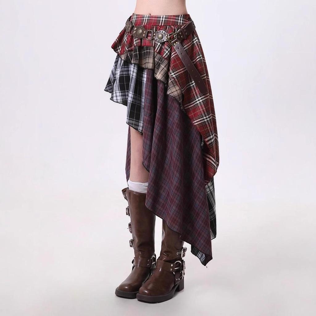 Retro Y2K Plaid Pleated Mini Skirt - High Waist, Sporty Style, Spring/Summer Fashion for Women