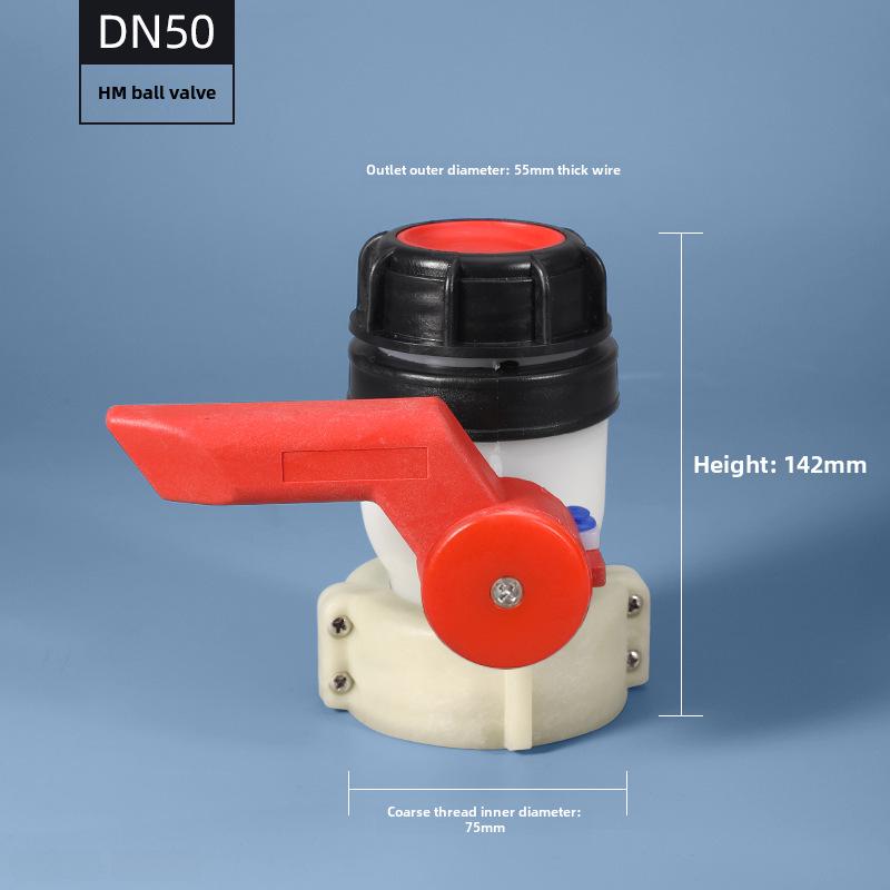 IBC 1-Ton Barrel Valve Set: Acid & Alkali Resistant Butterfly and Ball Valves, DN50, for Plastic Barrel Discharge.