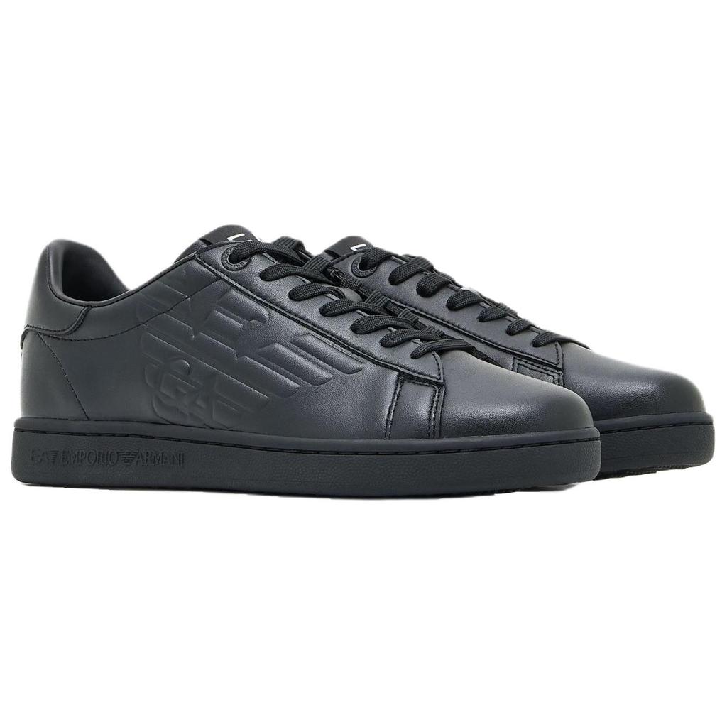 Emporio Armani EA7 Leather Low-Top Lace-Up Sneakers Unisex Sneakers Black 7X000331AF10848MC061