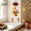 Santa Claus Moon Decor Christmas Hanging Lamp, Iron LED Lighted Ornament, Holiday Ornaments Glowing Atmosphere Light for Wall Window Porch Seasonal