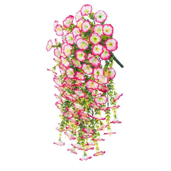 

Artificial Flowers for Outdoor, Fake with Eucalyptus Leaves, Hanging Morning Glory UV Resistant Faux Plants Petunias 1pc D